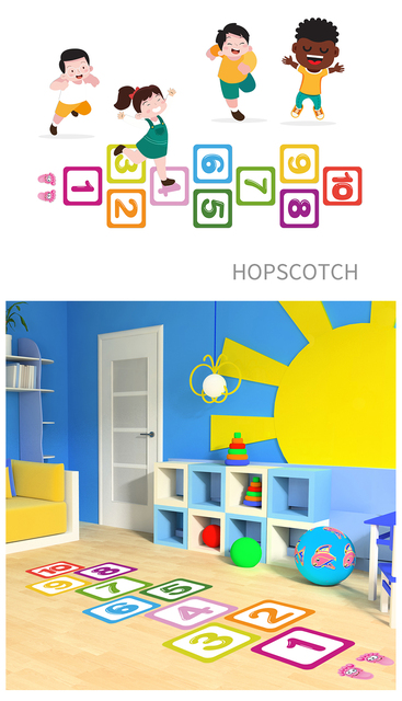 Zdejmowana naklejka ścienna Hopscotch z kratką numerową - idealna do pokoju dziecięcego i przedszkola - Wianko - 8