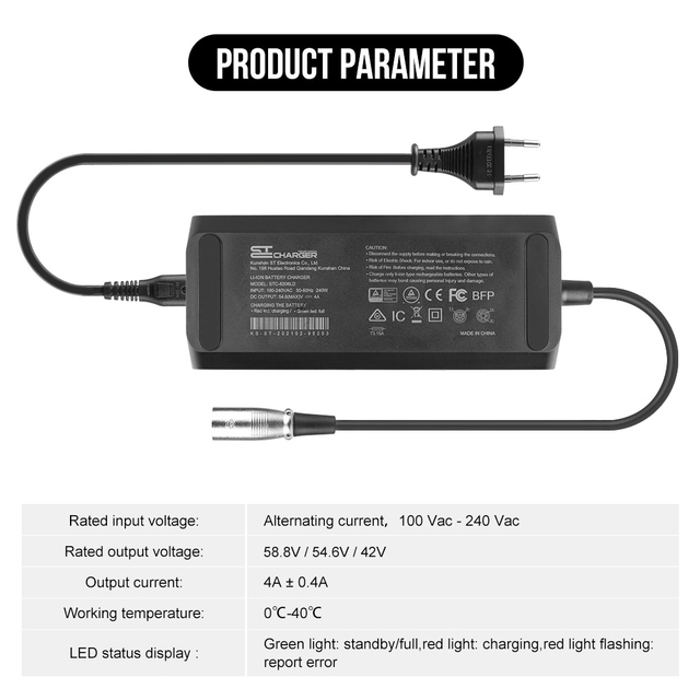 Szybkie ładowanie baterii do rowerów elektrycznych - 4A, 58V/54V/42V, wtyczka mikrofonu, ue wtyczka - 100V-240V, litowo eBike - 52V/48V/36V - Wianko - 2