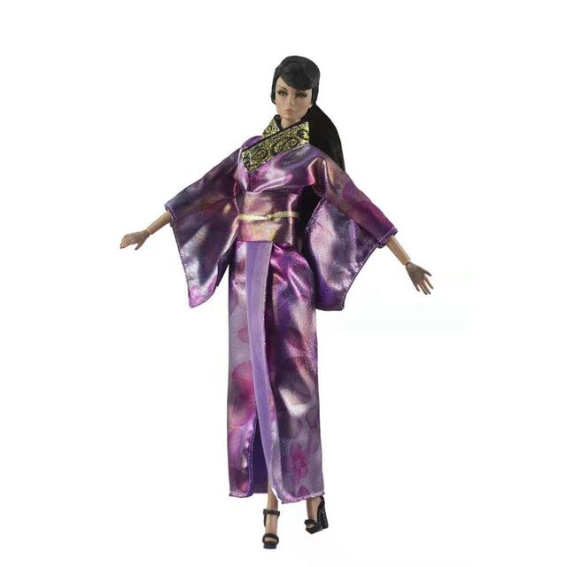 1/6 Sukienka Cosplay dla lalki - różowa księżniczka, tradycyjna japońska szata Kimono, długa Yukata 1:6 - Wianko - 6