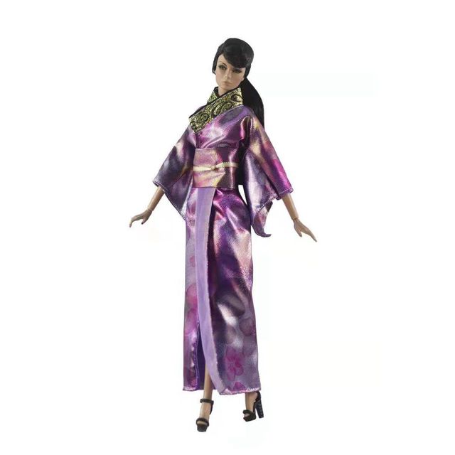 1/6 Sukienka Cosplay dla lalki - różowa księżniczka, tradycyjna japońska szata Kimono, długa Yukata 1:6 - Wianko - 5