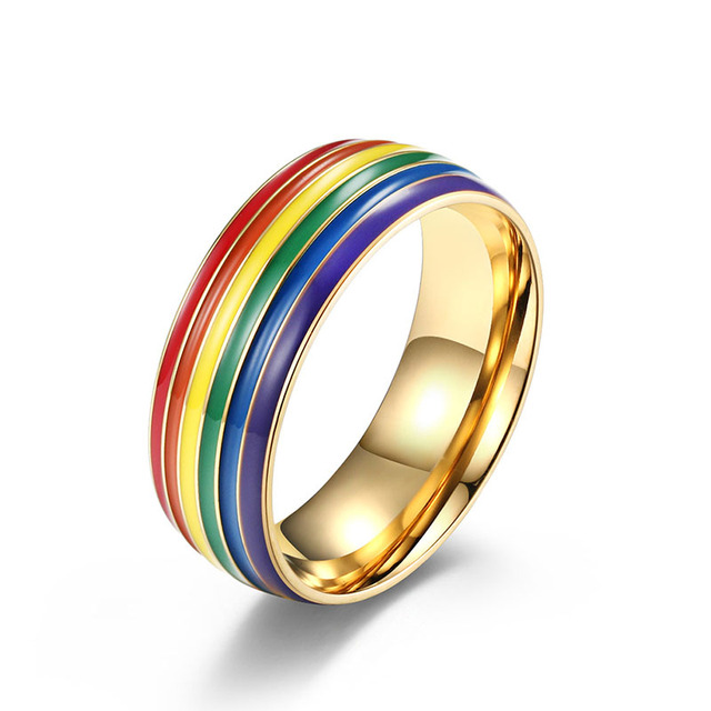 Tęczowy pierścień dla mężczyzn LGBT - stal nierdzewna, emalia, panseksualność - Wianko - 15