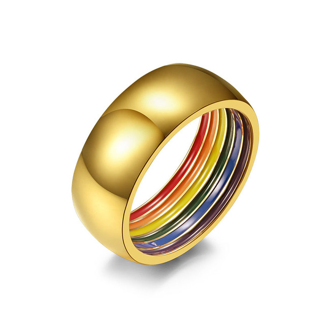 Tęczowy pierścień dla mężczyzn LGBT - stal nierdzewna, emalia, panseksualność - Wianko - 12