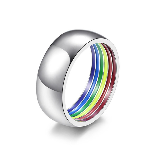 Tęczowy pierścień dla mężczyzn LGBT - stal nierdzewna, emalia, panseksualność - Wianko - 11