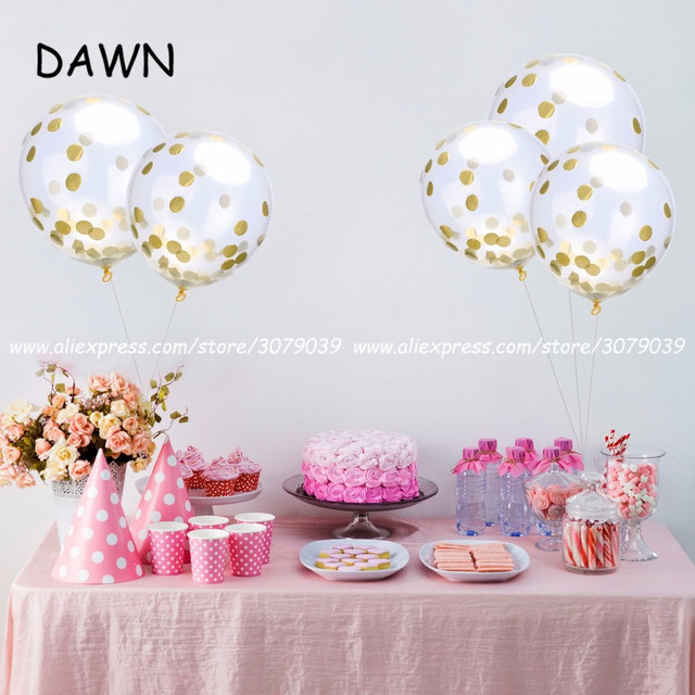 Partia 10 jasnych balonów różowe złoto z gwiazdami i konfetti dla urodzin i dekoracji weselnych - Wianko - 2