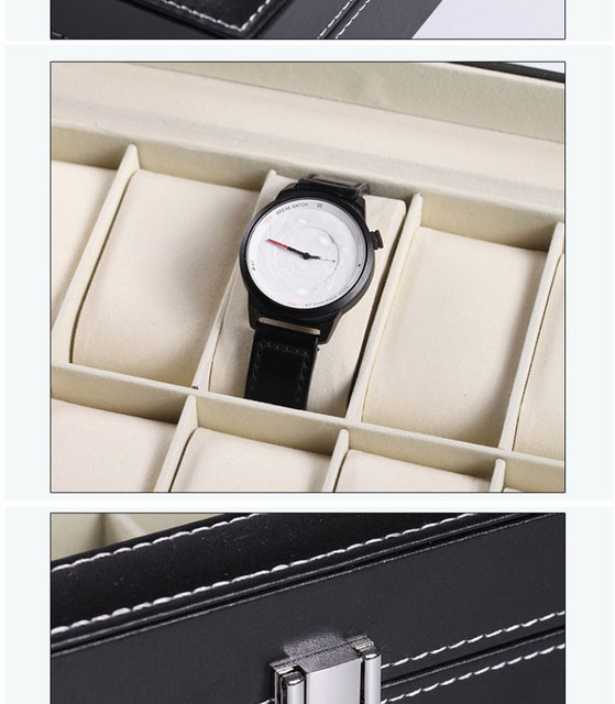 Pudełko na zegarki z 12 miejscami - skórzane, organizujące, prezent dla mężczyzny - Wianko - 4