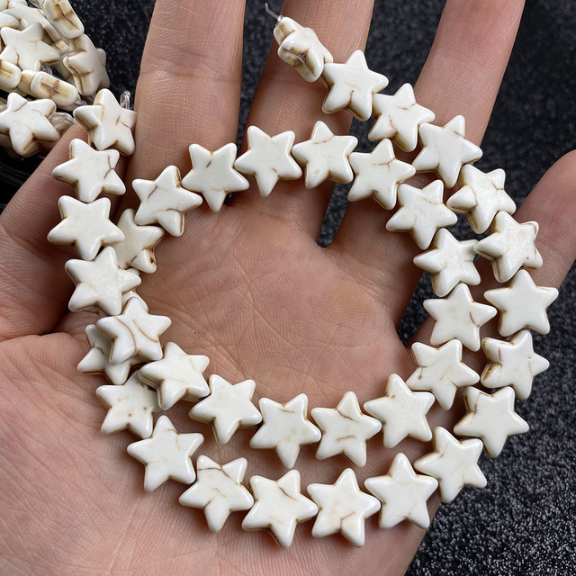 Nowa pięcioramienna gwiazda z białego kamienia turkusowego do DIY biżuterii - bransoletki, naszyjniki - Wianko - 1
