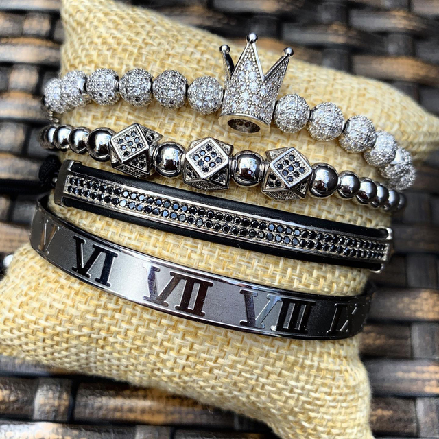 Luksusowa bransoletka męska z regulacją - rzymska korona Charm, modne złote plecenie, zestaw biżuteryjny dla Hip Hop 2020 - Wianko - 9