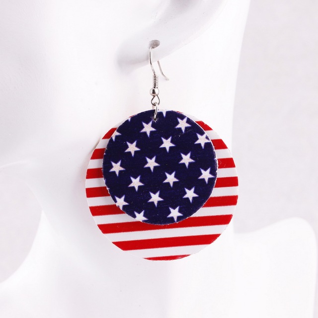 Kolczyki wiszące Faux Leather w kształcie łezki z flagą Ameryki - Trendy biżuteria dla kobiet - Wianko - 54