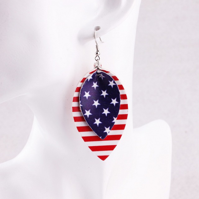 Kolczyki wiszące Faux Leather w kształcie łezki z flagą Ameryki - Trendy biżuteria dla kobiet - Wianko - 56