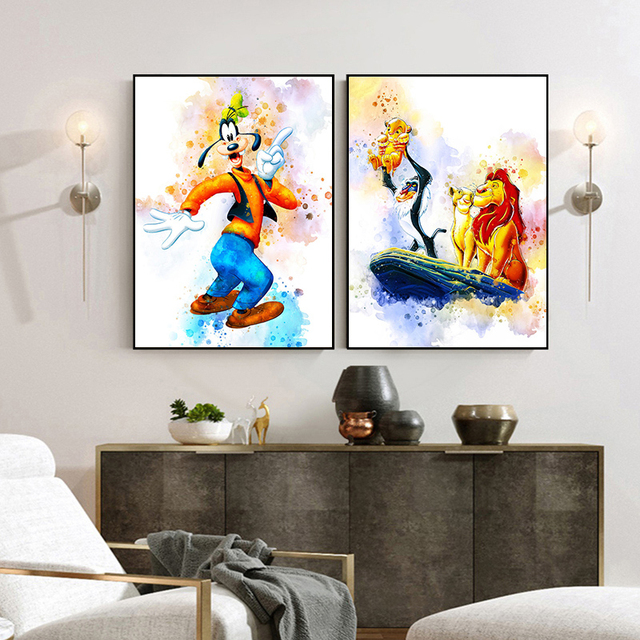 Plakat i druk obrazu Disney z Myszką Miki i Kaczorem Donaldem na płótnie artystycznym do dekoracji salonu - Wianko - 3