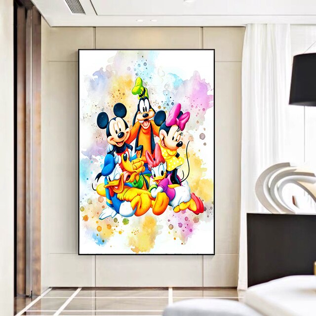 Plakat i druk obrazu Disney z Myszką Miki i Kaczorem Donaldem na płótnie artystycznym do dekoracji salonu - Wianko - 5