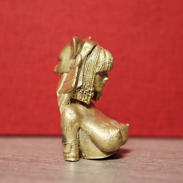 Mosiądz - figurka pięknej egipskiej królowej Naga Busty z tatuażami - Wianko - 2