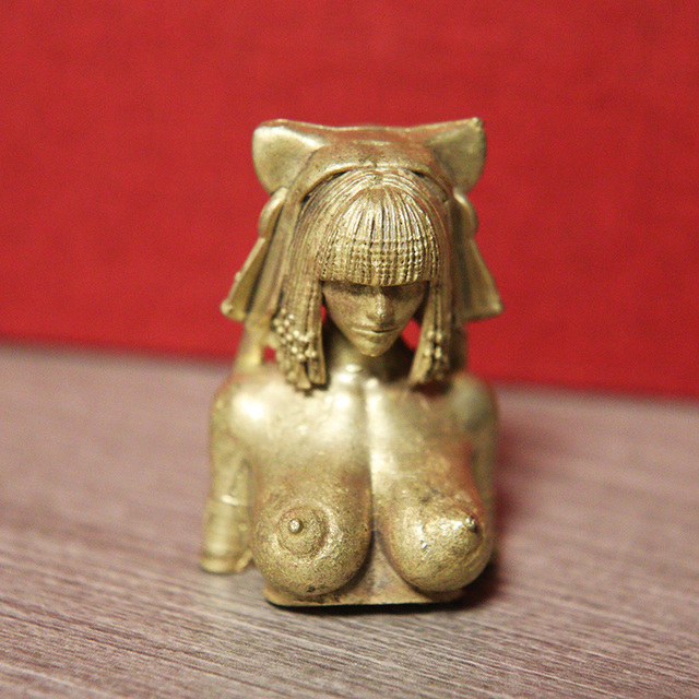 Mosiądz - figurka pięknej egipskiej królowej Naga Busty z tatuażami - Wianko - 1