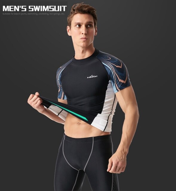 Mężczyźni obcisły strój kąpielowy z elastyczną Lycrą, szybkoschnący, z ochroną przeciwsłoneczną UV, idealny do surfowania, nurkowania i plażowania - Wianko - 6