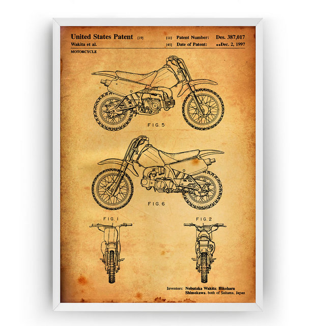 Plakat Honda Motor Terenowy z 1997 r. na płótnie - Wzór Patentowy - Vintage - Malarstwo Drukowane - Dekoracje Ścienne - Home Art - Wianko - 5