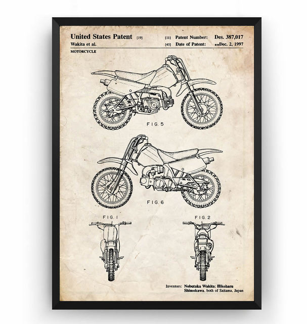 Plakat Honda Motor Terenowy z 1997 r. na płótnie - Wzór Patentowy - Vintage - Malarstwo Drukowane - Dekoracje Ścienne - Home Art - Wianko - 3