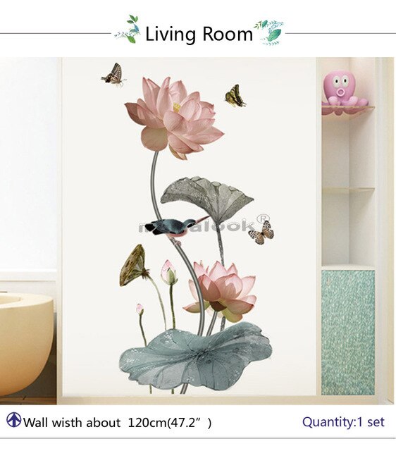 Naklejki ścienne dekoracyjne Mamalook 3D Lotus duże kwiatowe do salonu i sypialni - PVC Art D - Wianko - 10