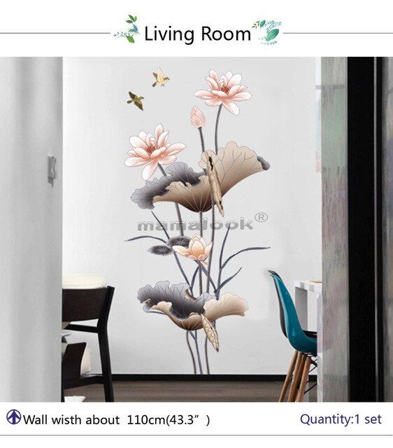 Naklejki ścienne dekoracyjne Mamalook 3D Lotus duże kwiatowe do salonu i sypialni - PVC Art D - Wianko - 8