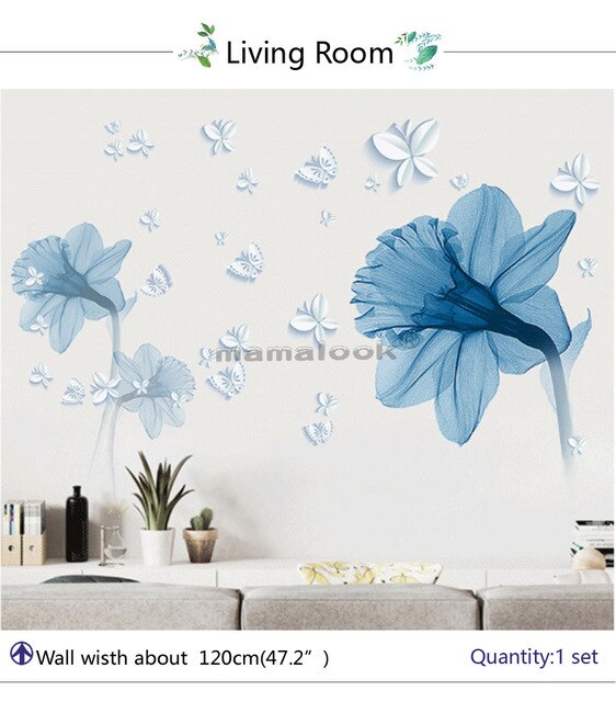 Naklejki ścienne dekoracyjne Mamalook 3D Lotus duże kwiatowe do salonu i sypialni - PVC Art D - Wianko - 13