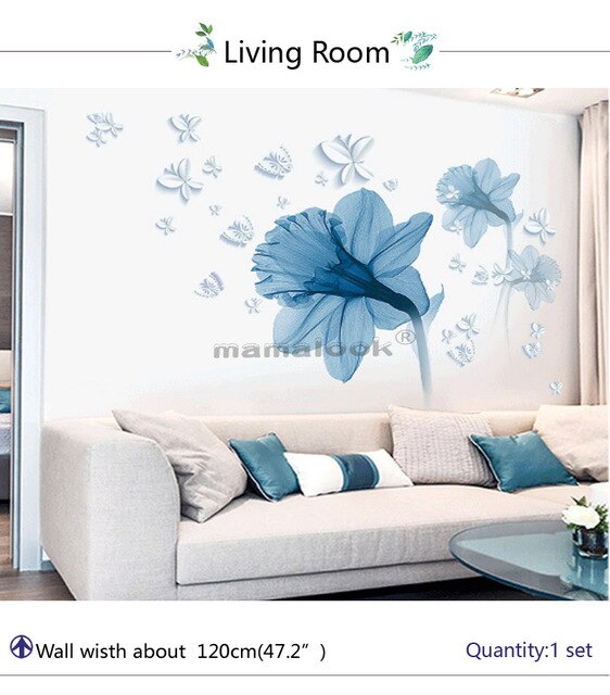 Naklejki ścienne dekoracyjne Mamalook 3D Lotus duże kwiatowe do salonu i sypialni - PVC Art D - Wianko - 12