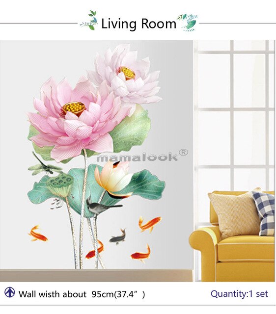 Naklejki ścienne dekoracyjne Mamalook 3D Lotus duże kwiatowe do salonu i sypialni - PVC Art D - Wianko - 17