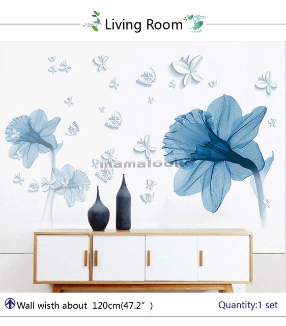 Naklejki ścienne dekoracyjne Mamalook 3D Lotus duże kwiatowe do salonu i sypialni - PVC Art D - Wianko - 14