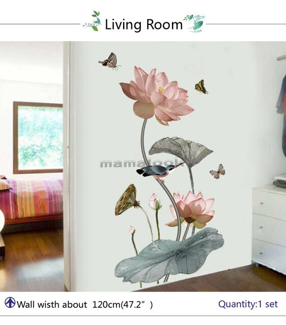 Naklejki ścienne dekoracyjne Mamalook 3D Lotus duże kwiatowe do salonu i sypialni - PVC Art D - Wianko - 11