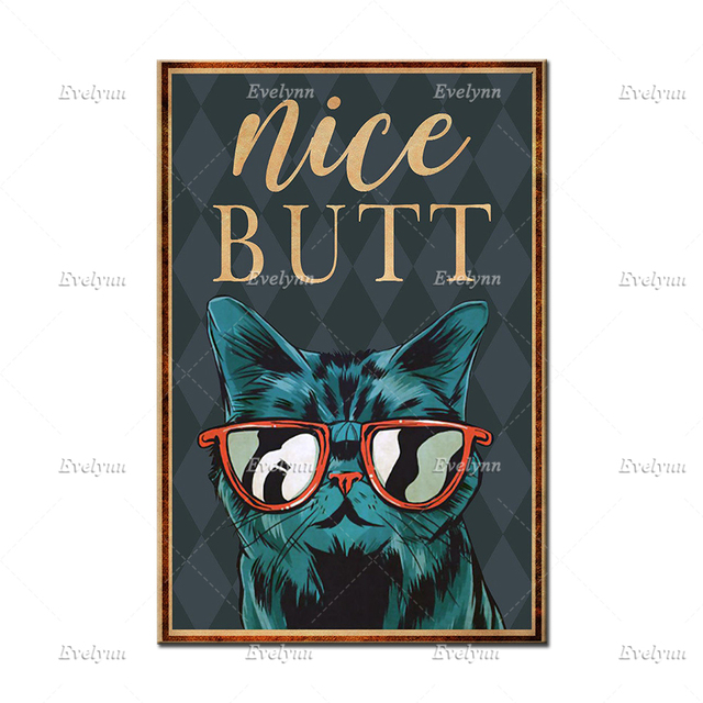 Plakat Fajny kot z ładnym tyłkiem - druk na płótnie, idealny prezent dla miłośników kotów, zabawny obrazek do łazienki i wyjątkowa dekoracja wnętrza - Wianko - 5