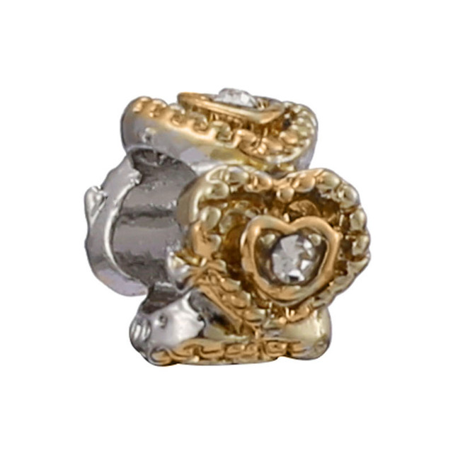 Diy bransoletka Beaded Serce w dwóch kolorach - złota korona i żaba z błyszczącymi koralikami - Wianko - 3