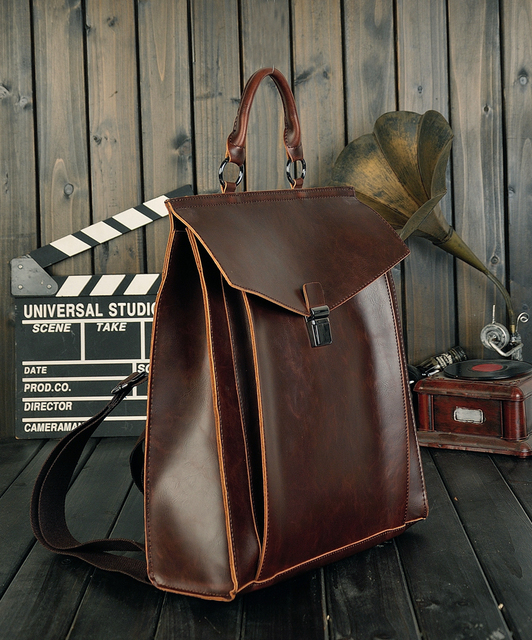 Damski plecak Vintage o dużej pojemności na laptopa, skórzana torba 14 - Wianko - 9