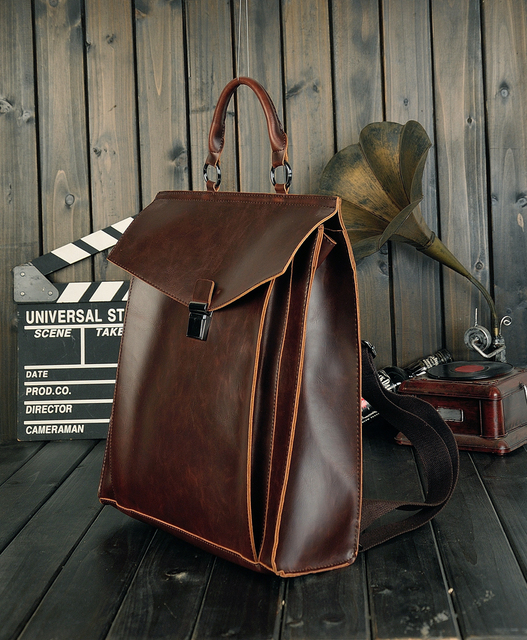 Damski plecak Vintage o dużej pojemności na laptopa, skórzana torba 14 - Wianko - 8