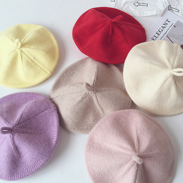 Dziergana czapka zimowa dla noworodka w cukierkowych kolorach - Dziewczęce Cherry Patch Beret - Wianko - 9
