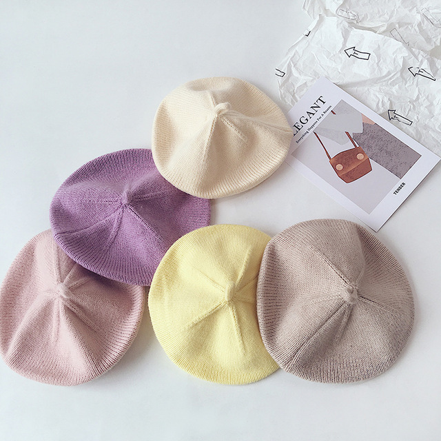 Dziergana czapka zimowa dla noworodka w cukierkowych kolorach - Dziewczęce Cherry Patch Beret - Wianko - 7