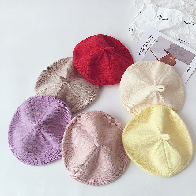Dziergana czapka zimowa dla noworodka w cukierkowych kolorach - Dziewczęce Cherry Patch Beret - Wianko - 6