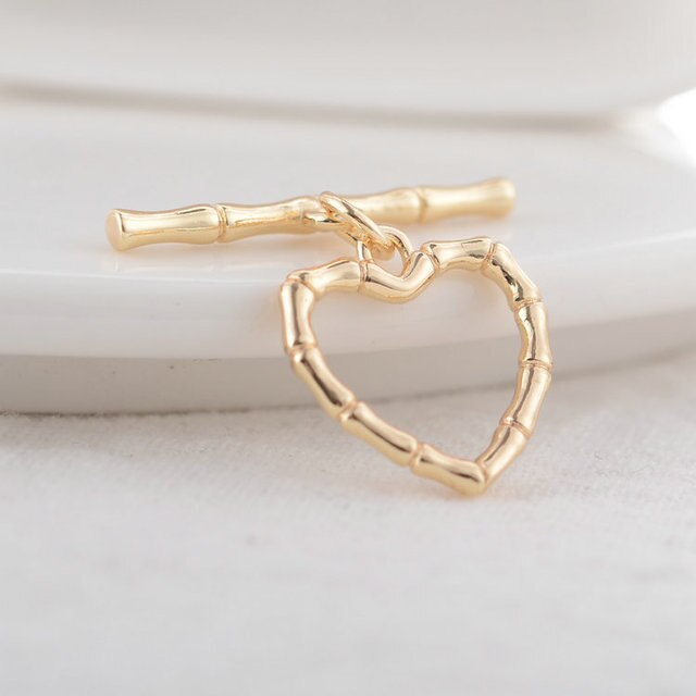 Brązowa bransoletka DIY z mosiądzu w kształcie serca z zamknięciem O, pozłacana 14K złotem - Wianko - 2
