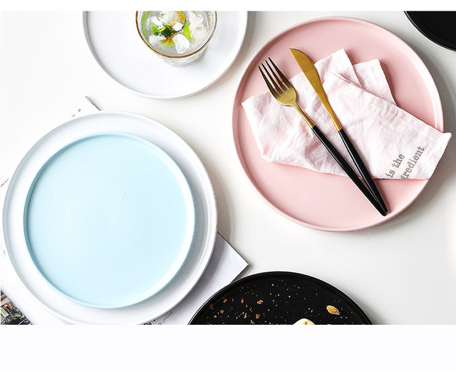 Domowa ceramika - nordycka, kreatywna, czerwona - taca do steków, gastronomiczna patelnia, pizza - okrągły talerz płytki i zastawa stołowa - Wianko - 12