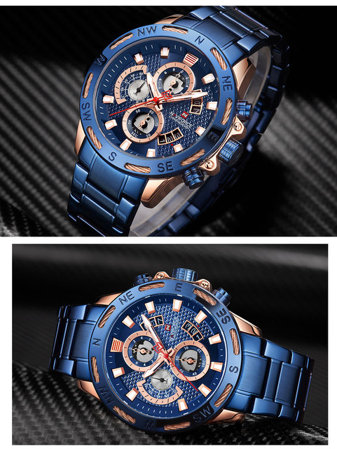 Nowy zegarek męski NAVIFORCE 2021 Business Man, kwarcowy, luksusowy, sportowy, wodoodporny – Calander 9165 - Wianko - 14