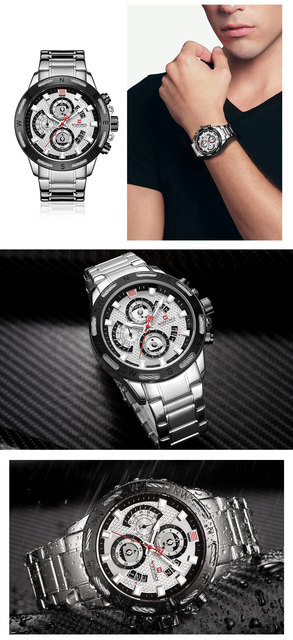 Nowy zegarek męski NAVIFORCE 2021 Business Man, kwarcowy, luksusowy, sportowy, wodoodporny – Calander 9165 - Wianko - 12