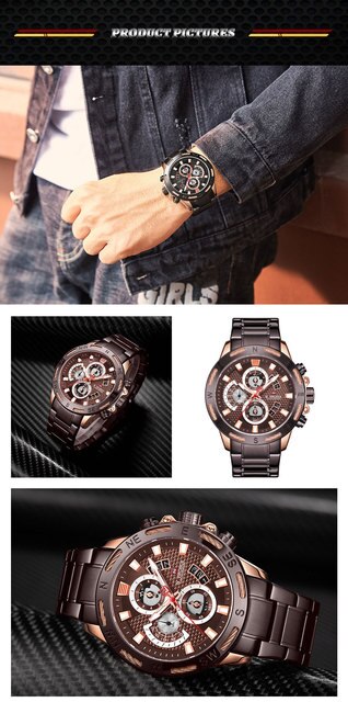 Nowy zegarek męski NAVIFORCE 2021 Business Man, kwarcowy, luksusowy, sportowy, wodoodporny – Calander 9165 - Wianko - 11