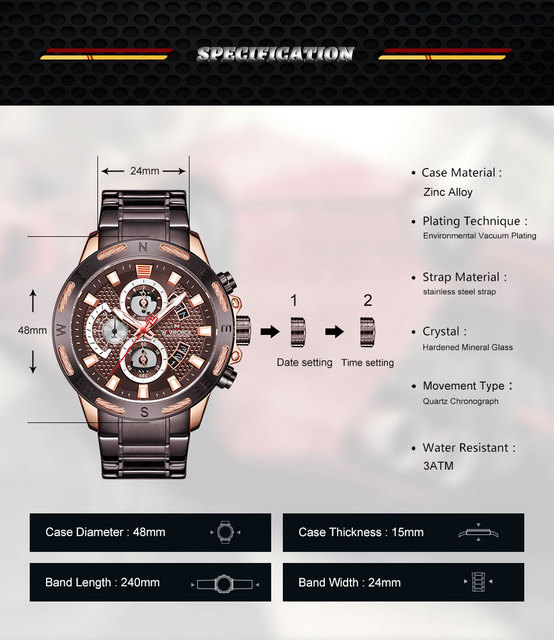 Nowy zegarek męski NAVIFORCE 2021 Business Man, kwarcowy, luksusowy, sportowy, wodoodporny – Calander 9165 - Wianko - 3