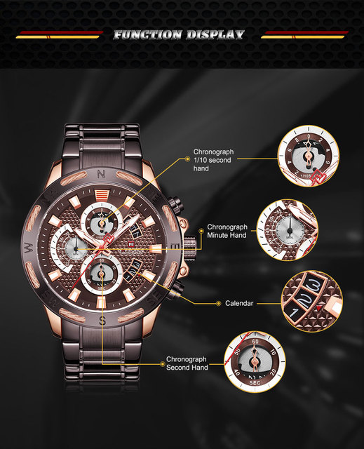 Nowy zegarek męski NAVIFORCE 2021 Business Man, kwarcowy, luksusowy, sportowy, wodoodporny – Calander 9165 - Wianko - 2