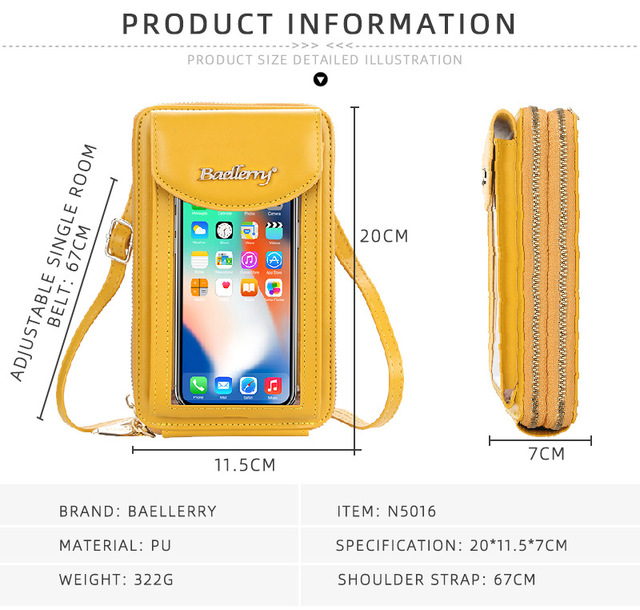 Torba przezroczysta na telefon 2022 kobiet żółta, wysokiej jakości moda dla dziewczyn - Wianko - 6