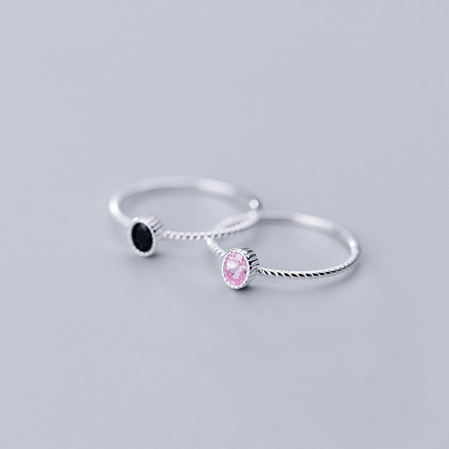 Pierścionek WANTME Fashion z czarnym i różowym cyrkonem, wykonany z 100% oryginalnego srebra próby 925, minimalistyczna biżuteria ślubna - Wianko - 23