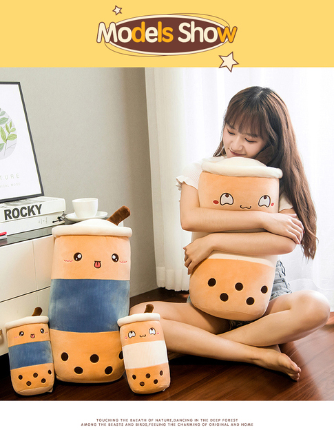 Pokrowiec na poduszkę Boba Bubble Tea w formie pluszowych zabawek Kawaii – miękkie, nadziewane jedzenie, prawdziwe-życie lalki do spania – idealny prezent walentynkowy dla dziewczynek - Wianko - 9