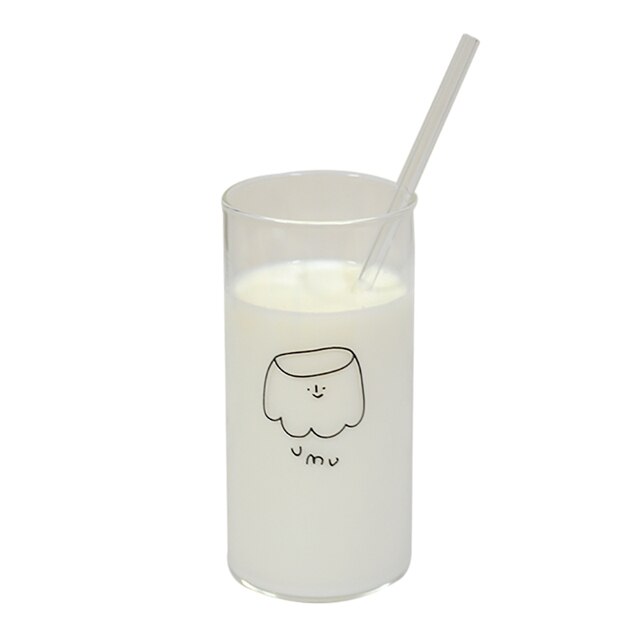 Koreańskie przezroczyste filiżanki Cartoon 400ml - śliczne szklane kubki na mleko, budyń, kawę, cytrynę, sodę i soki - Wianko - 17