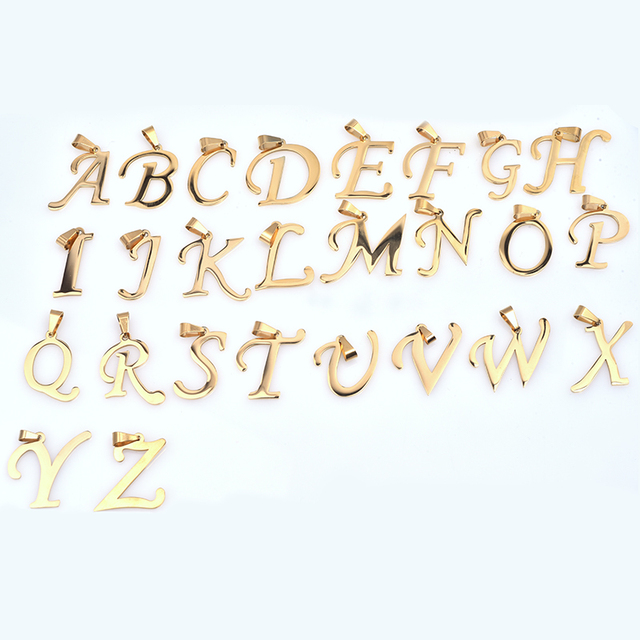 Wisiorek ze stali nierdzewnej w kolorze złotym lub srebrnym z literą A-Z dostępny w sklepie internetowym - Biżuteria Celebrytek - Wianko - 6