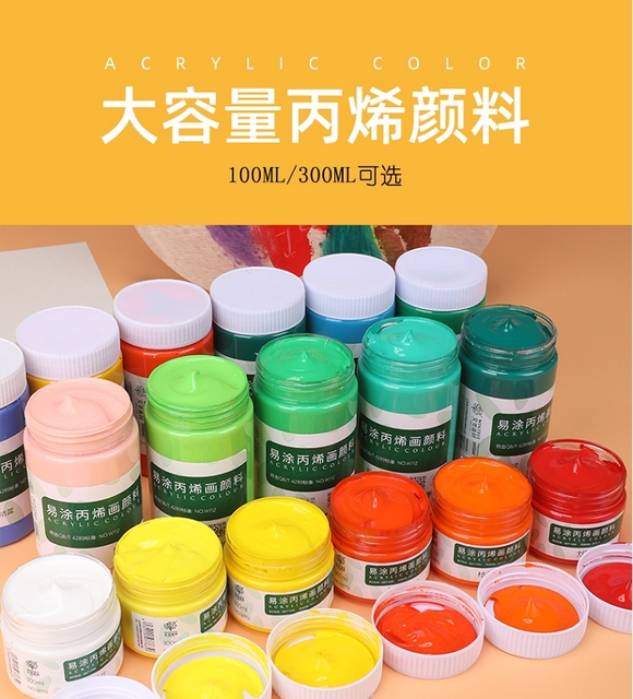 Zestaw farb akrylowych 100/300ml do malarstwa DIY ściana, tekstylna, ceramiczna, kamień - pigmenty w kolorach - Wianko - 1