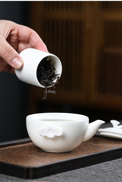 Pojemnik na herbatę - mały biały porcelanowy caddy z bambusową okładką - Wianko - 7