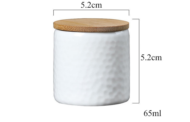 Pojemnik na herbatę - mały biały porcelanowy caddy z bambusową okładką - Wianko - 3