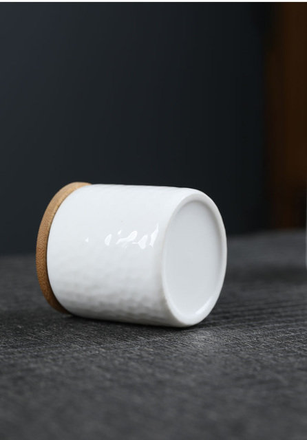 Pojemnik na herbatę - mały biały porcelanowy caddy z bambusową okładką - Wianko - 11